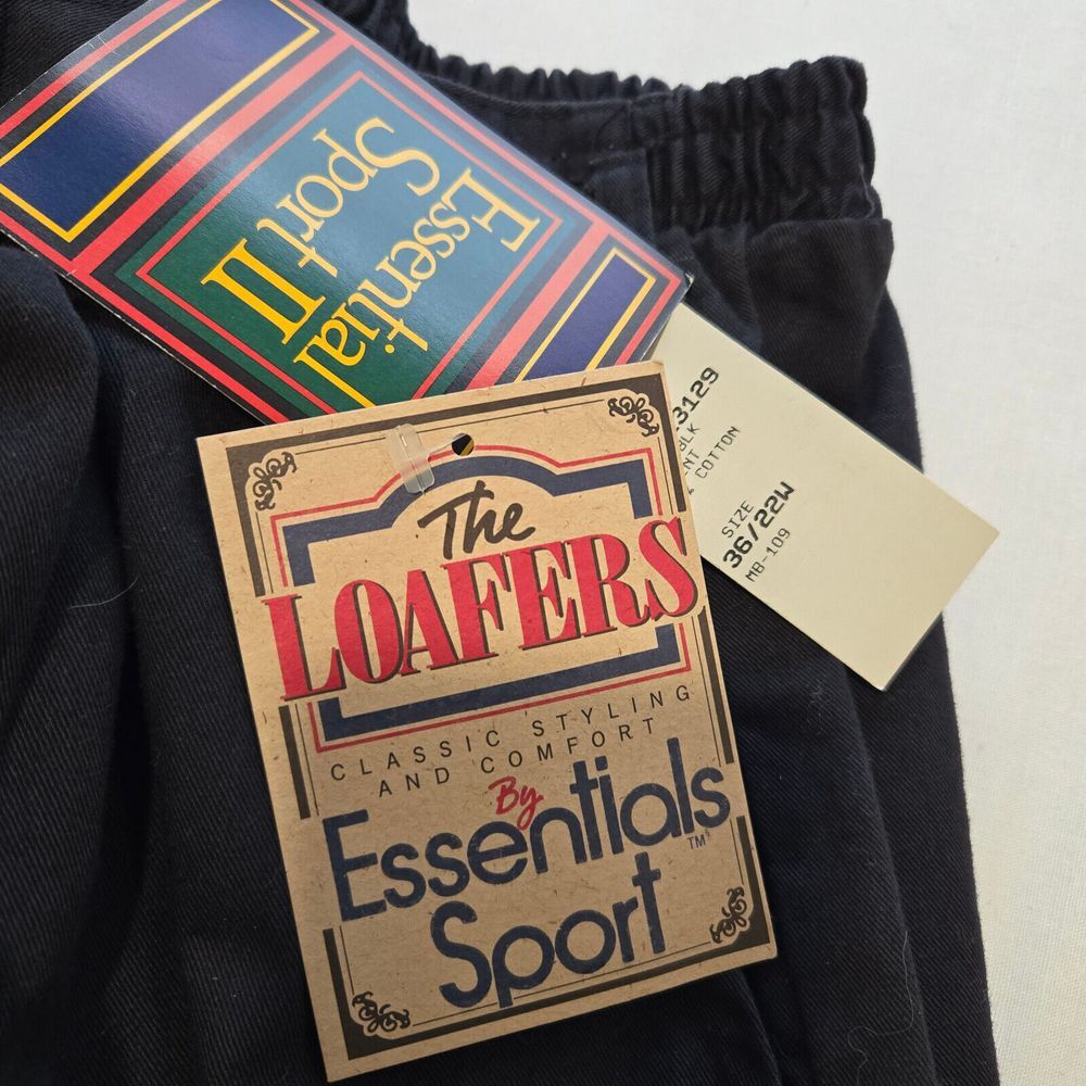 NWT Vintage Essentials Sport II Mens Large 36x30 Black Pleated Elastic Pants - Picture 2 of 9